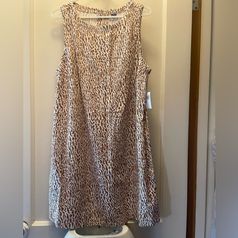 Old Navy Tan and Brown A-Line Mini Dress